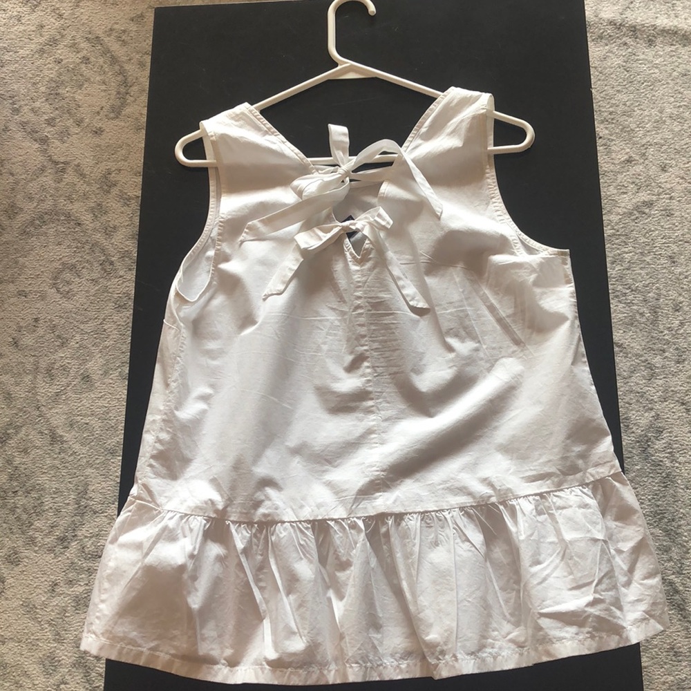 J Crew white linen blouse with ties on back - medium